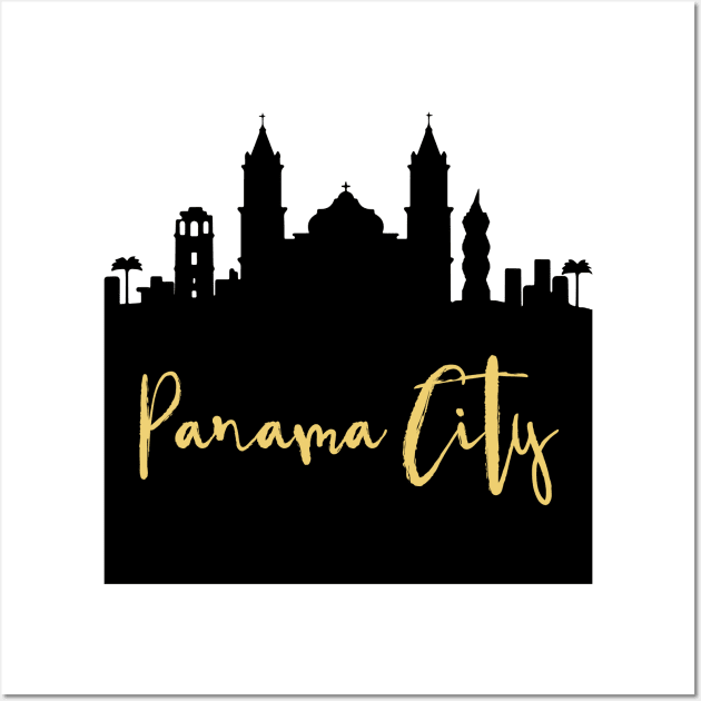 PANAMA CITY PANAMA DESIGNER SILHOUETTE SKYLINE ART Wall Art by deificusArt